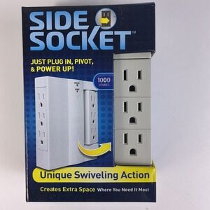 Side Socket Swivel Power Outlet Extender Surge Protector 1000 Joules 6 Outlets